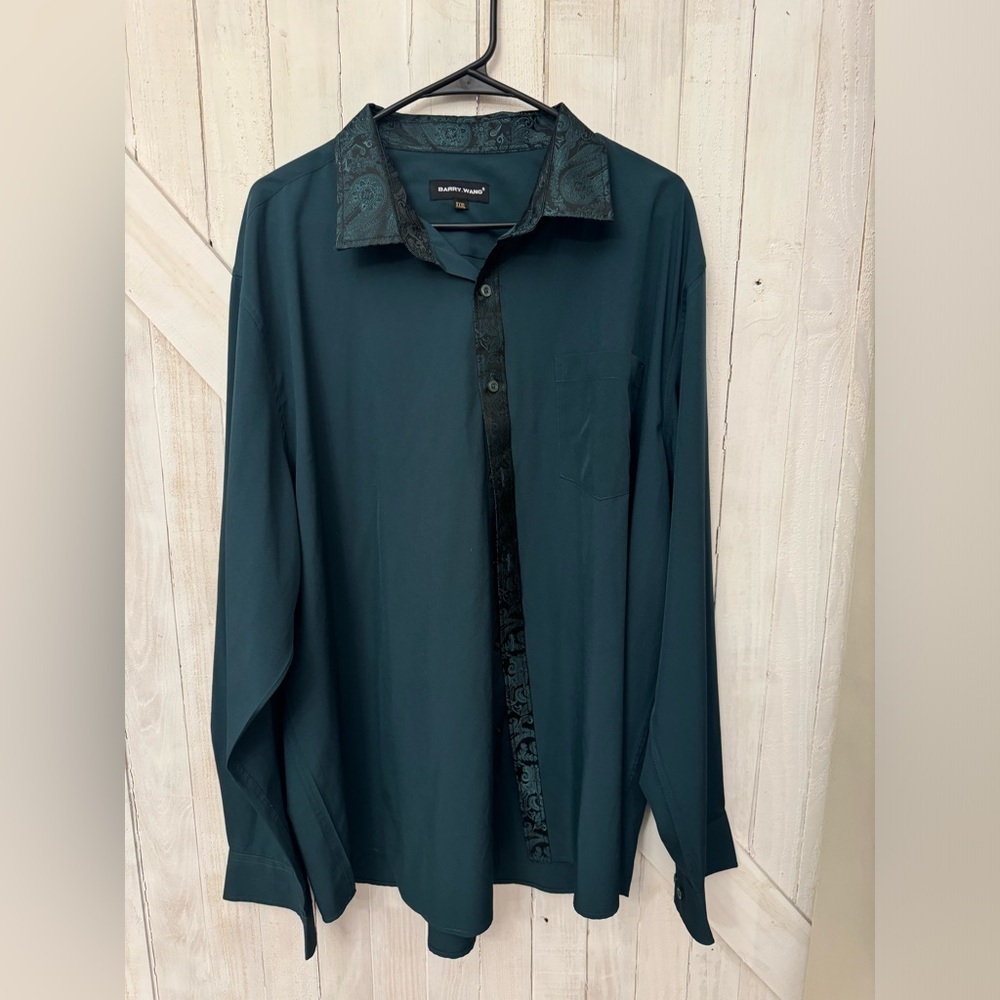 XXXL - Barry.wang Green Splicing Men Business Shirt - Worn Once - Fits like XXL